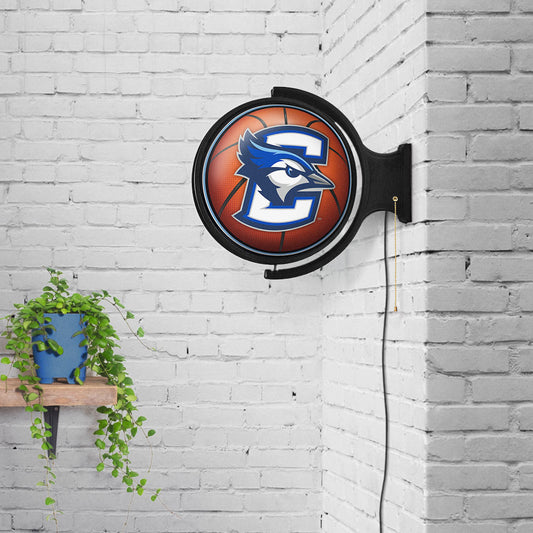 Creighton Blue Jays Round Basketball Rotating Wall Sign Room View