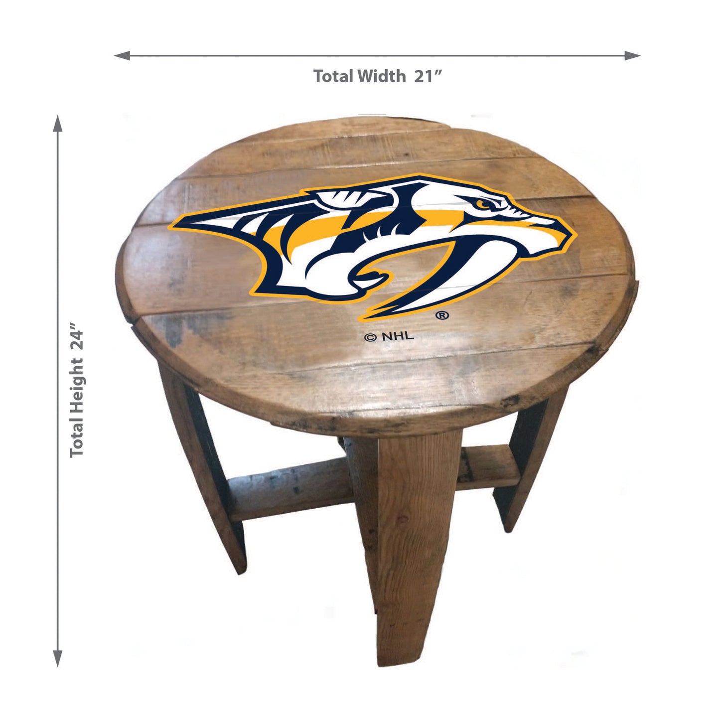 Nashville Predators whiskey barrel end table dimensions