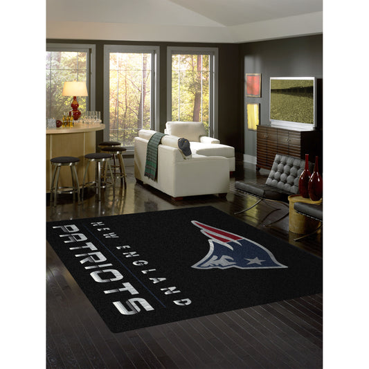 New England Patriots chrome style area rug lifestyle