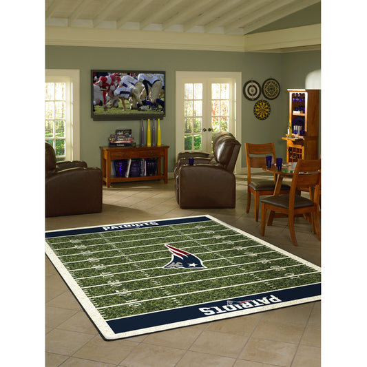 New England Patriots home field style area rug lifestyle