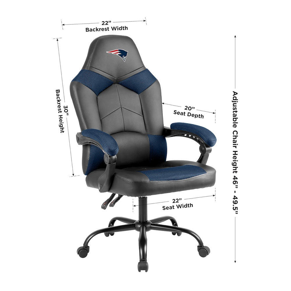 New England Patriots Office Gamer Chair Dimensions