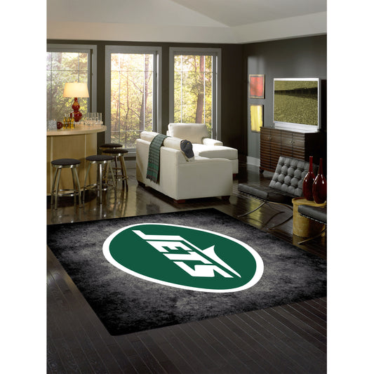 New York Jets distressed style area rug lifestyle