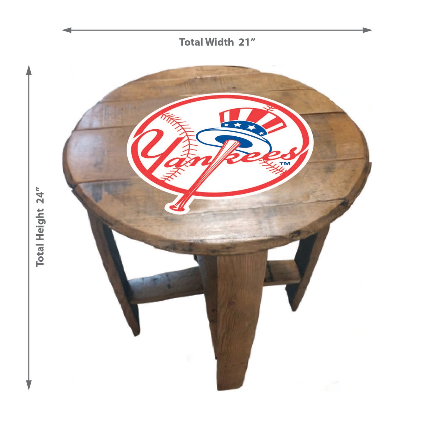 New York Yankees whiskey barrel end table dimensions