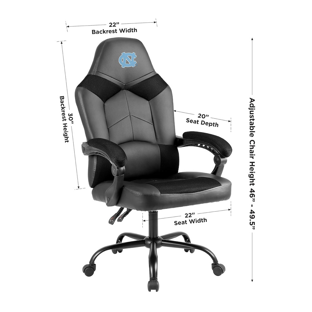 North Carolina Tar Heels Office Gamer Chair Dimensions