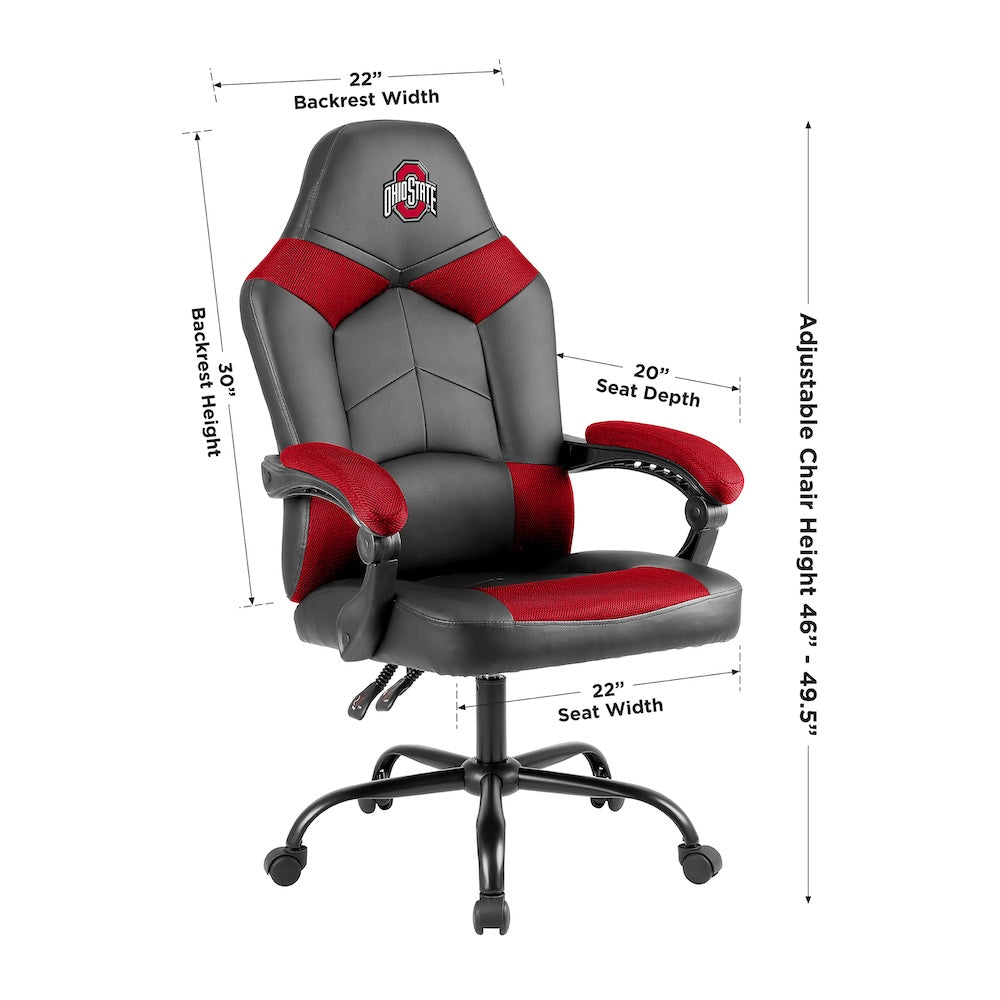 Ohio State Buckeyes Office Gamer Chair Dimensions
