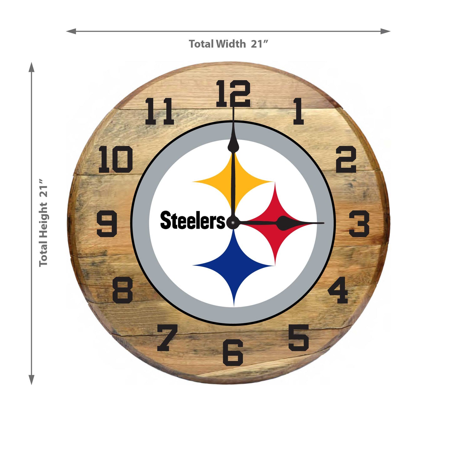 Pittsburgh Steelers whiskey barrel wall clock dimensions