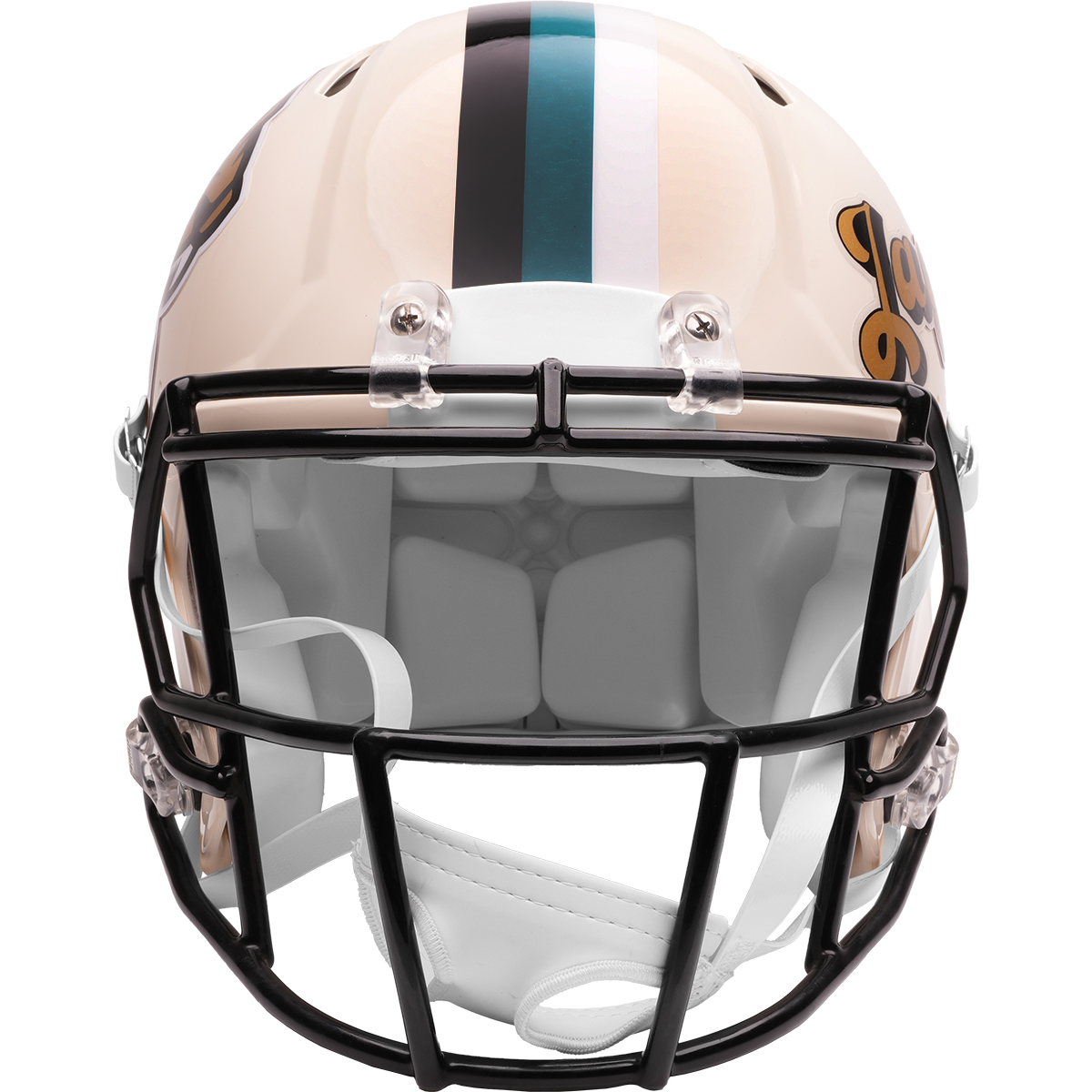 Jacksonville Jaguars Riddell Speed Retro Authentic Helmet – front facemask view