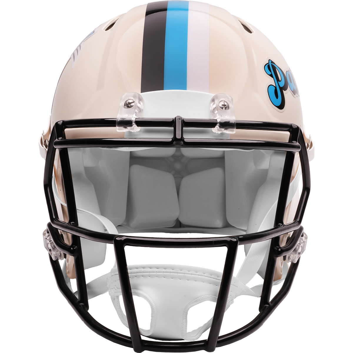 Carolina Panthers Riddell Speed Retro Authentic Helmet – front facemask view