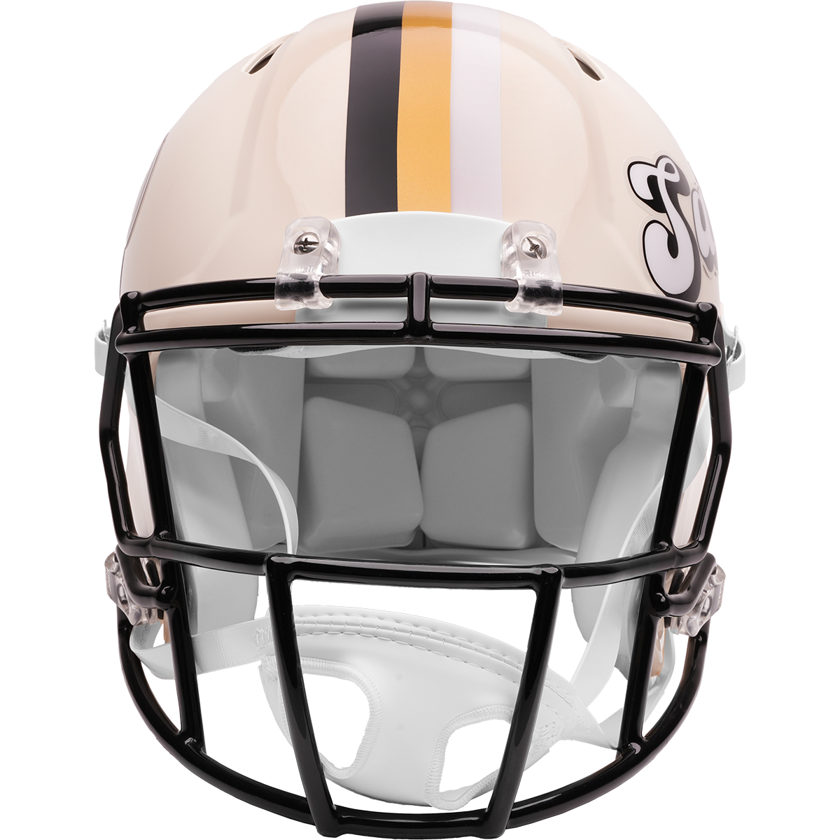 New Orleans Saints Riddell Speed Retro Authentic Helmet – front facemask view