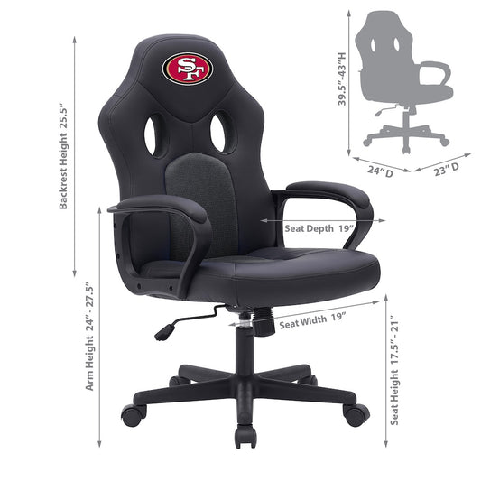 San Francisco 49ers Office Gamer Chair Dimensions