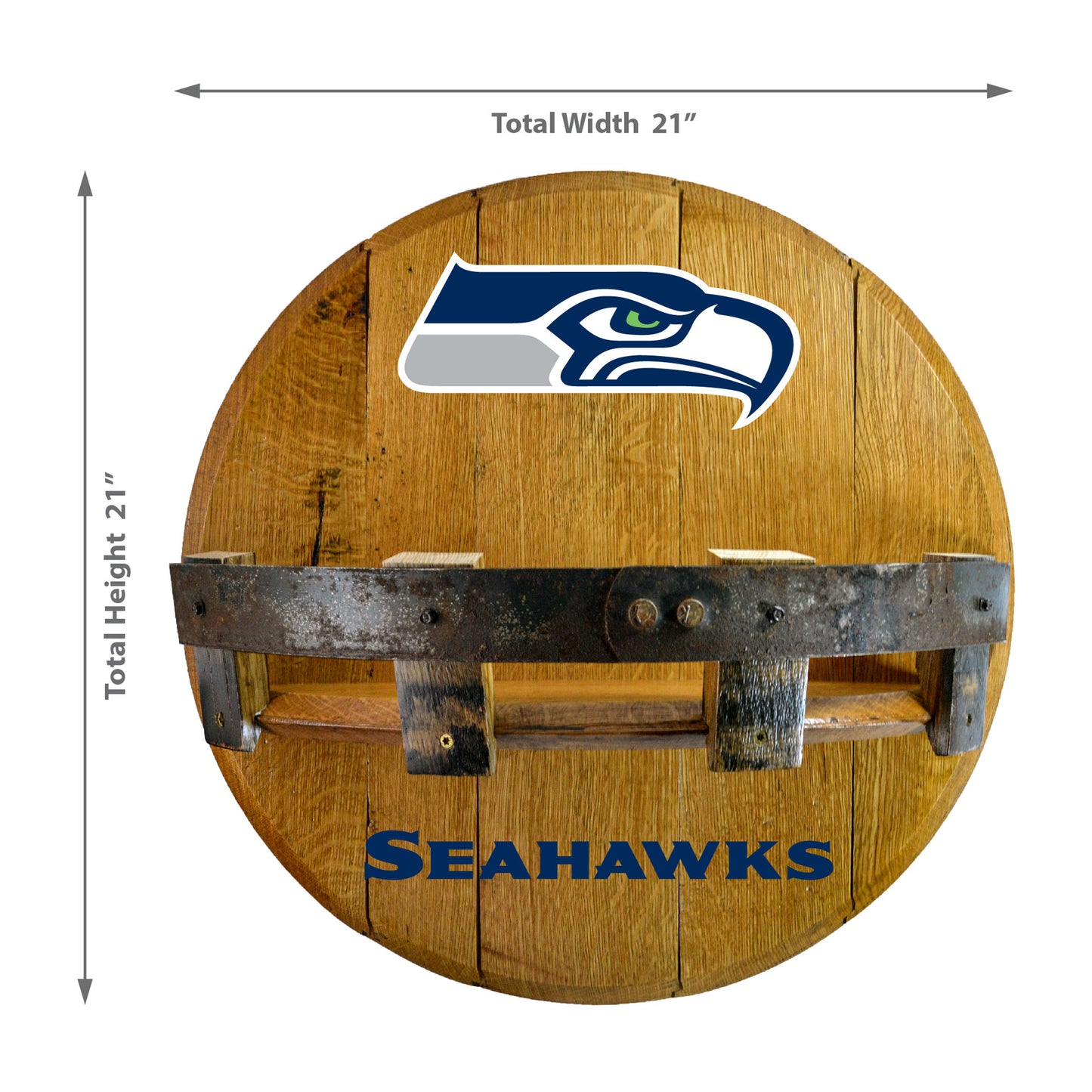 Seattle Seahawks whiskey barrel shelf dimensions