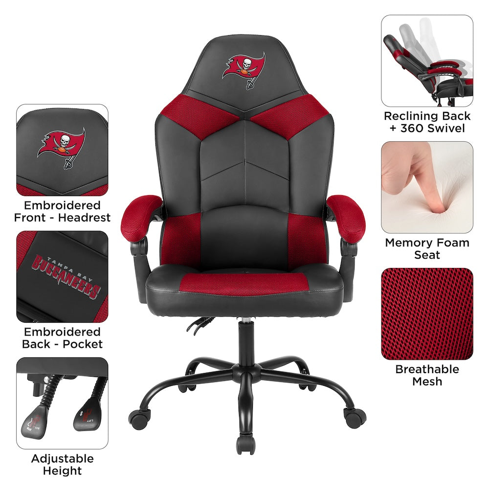 Tampa Bay Buccaneers Office Gamer Chair Features