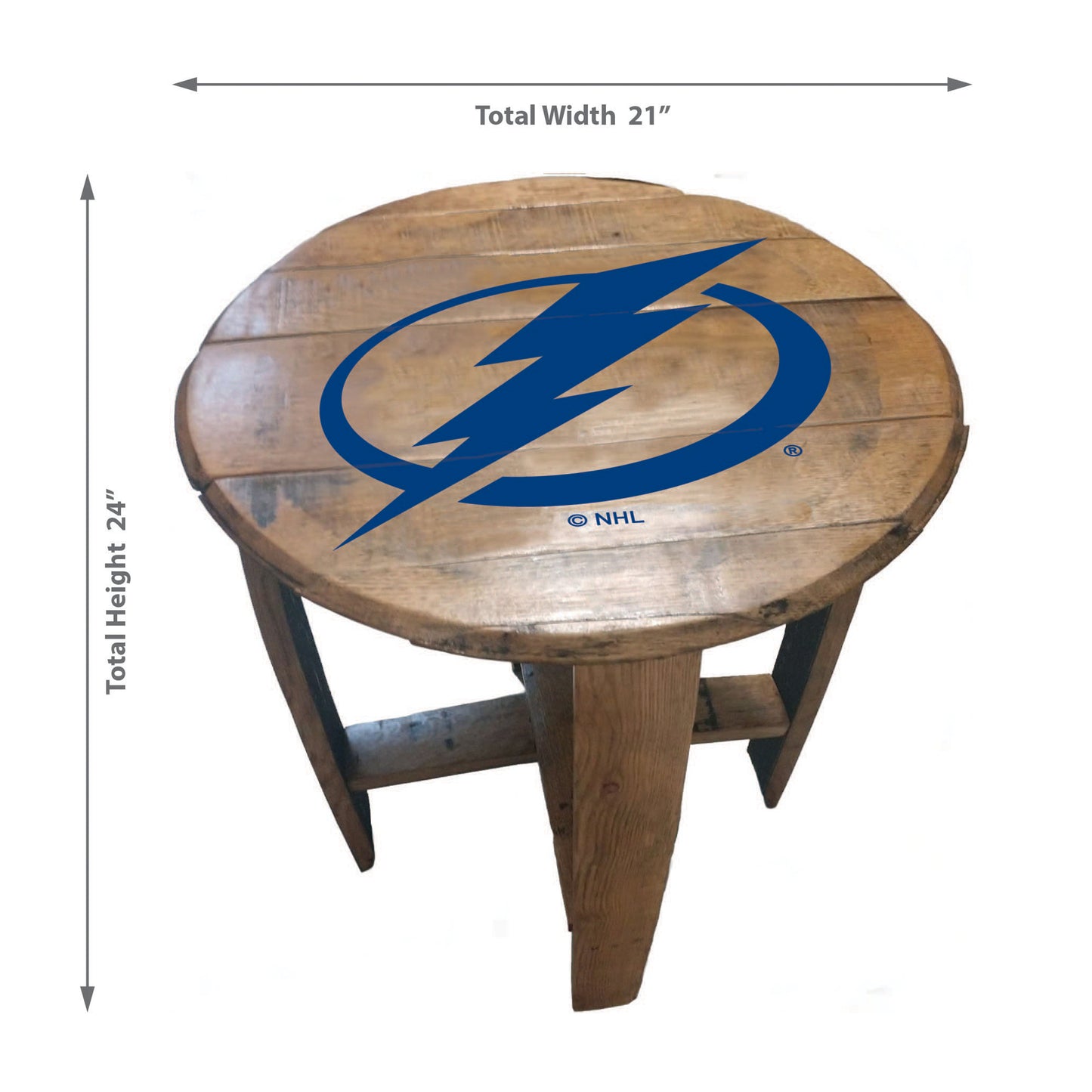 Tampa Bay Lightning whiskey barrel end table dimensions