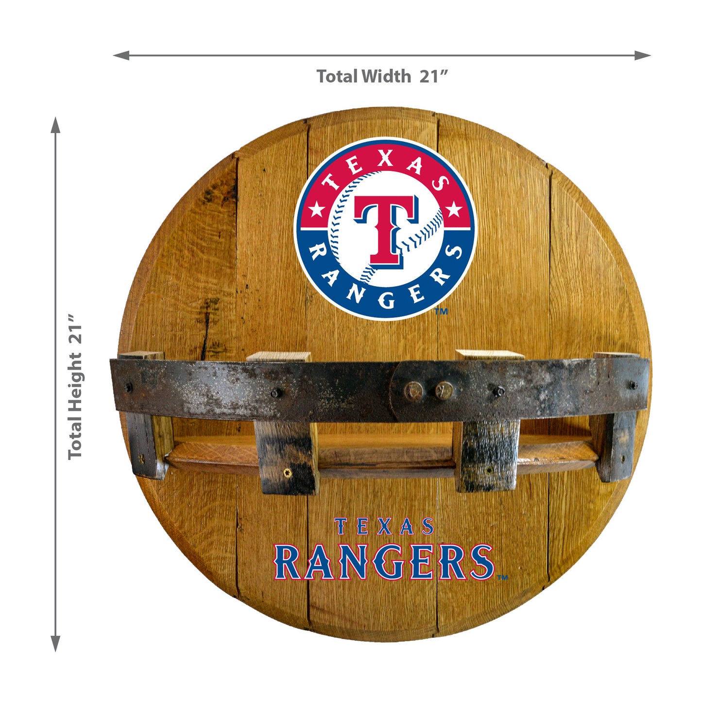 Texas Rangers whiskey barrel shelf dimensions