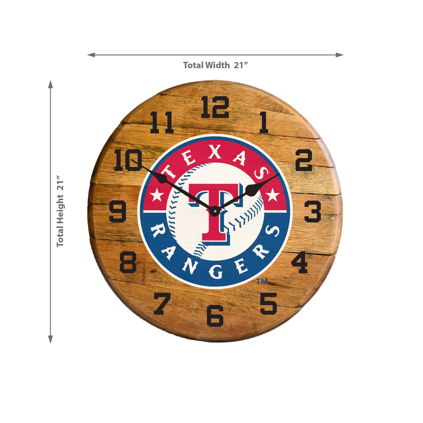 Texas Rangers whiskey barrel wall clock dimensions