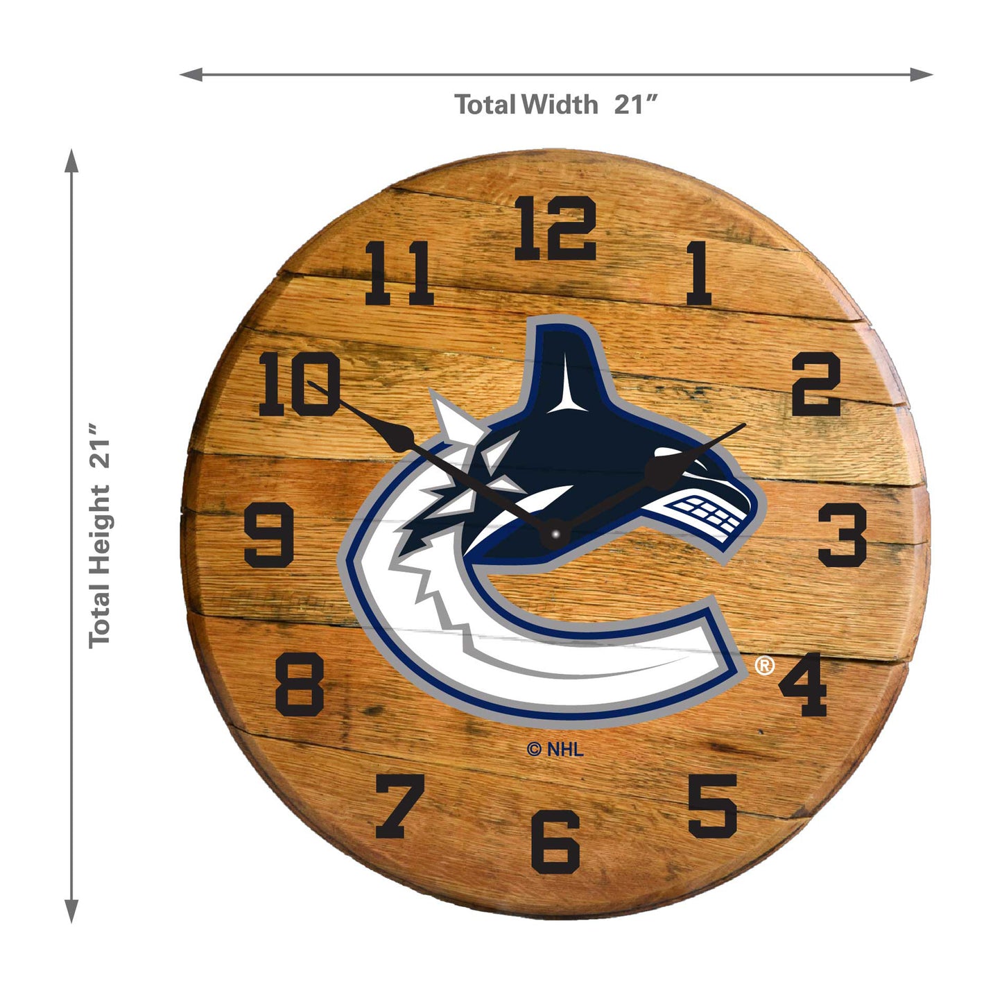 Vancouver Canucks whiskey barrel wall clock dimensions