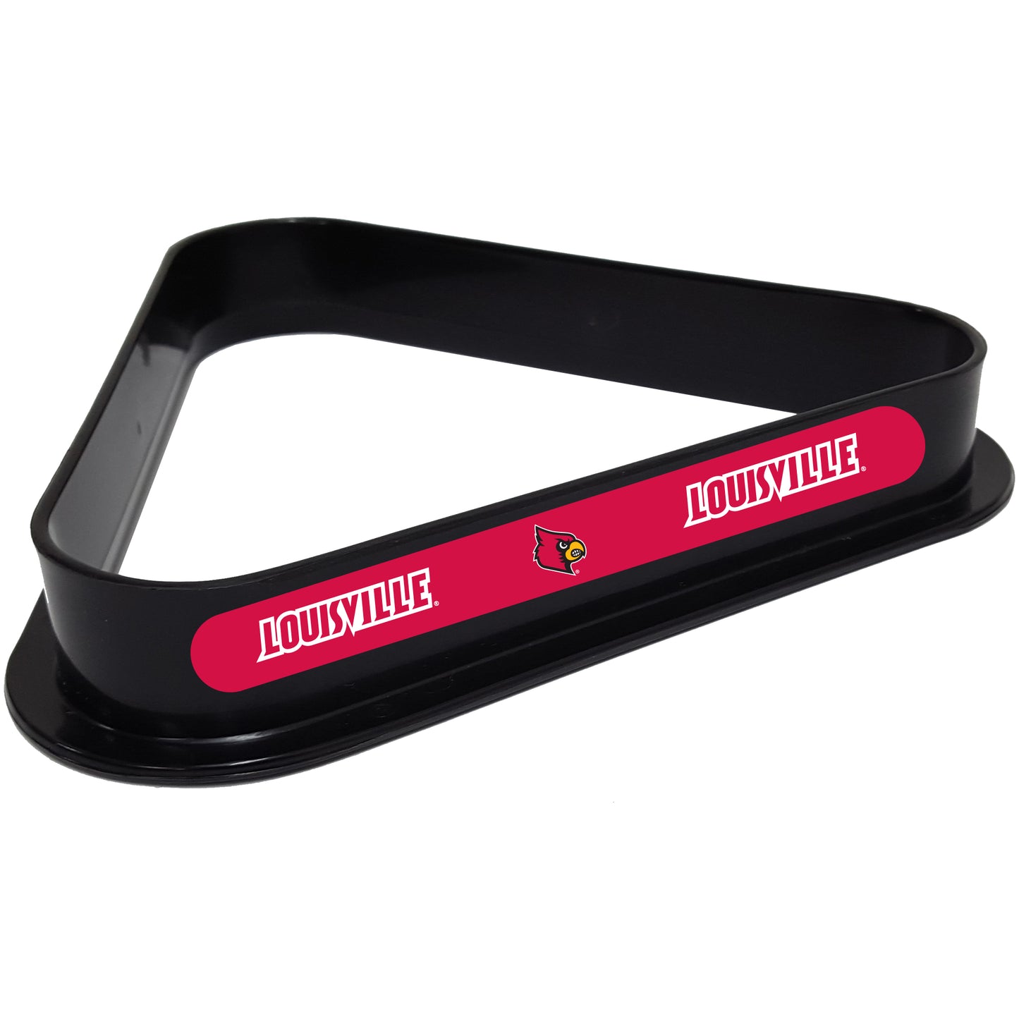 Buy Official Louisville-Cardinals-Pool-Table-Triangle-Rack Billiard Ball Triangle Rack - Premium Black Plastic 8-Ball Rack Front View