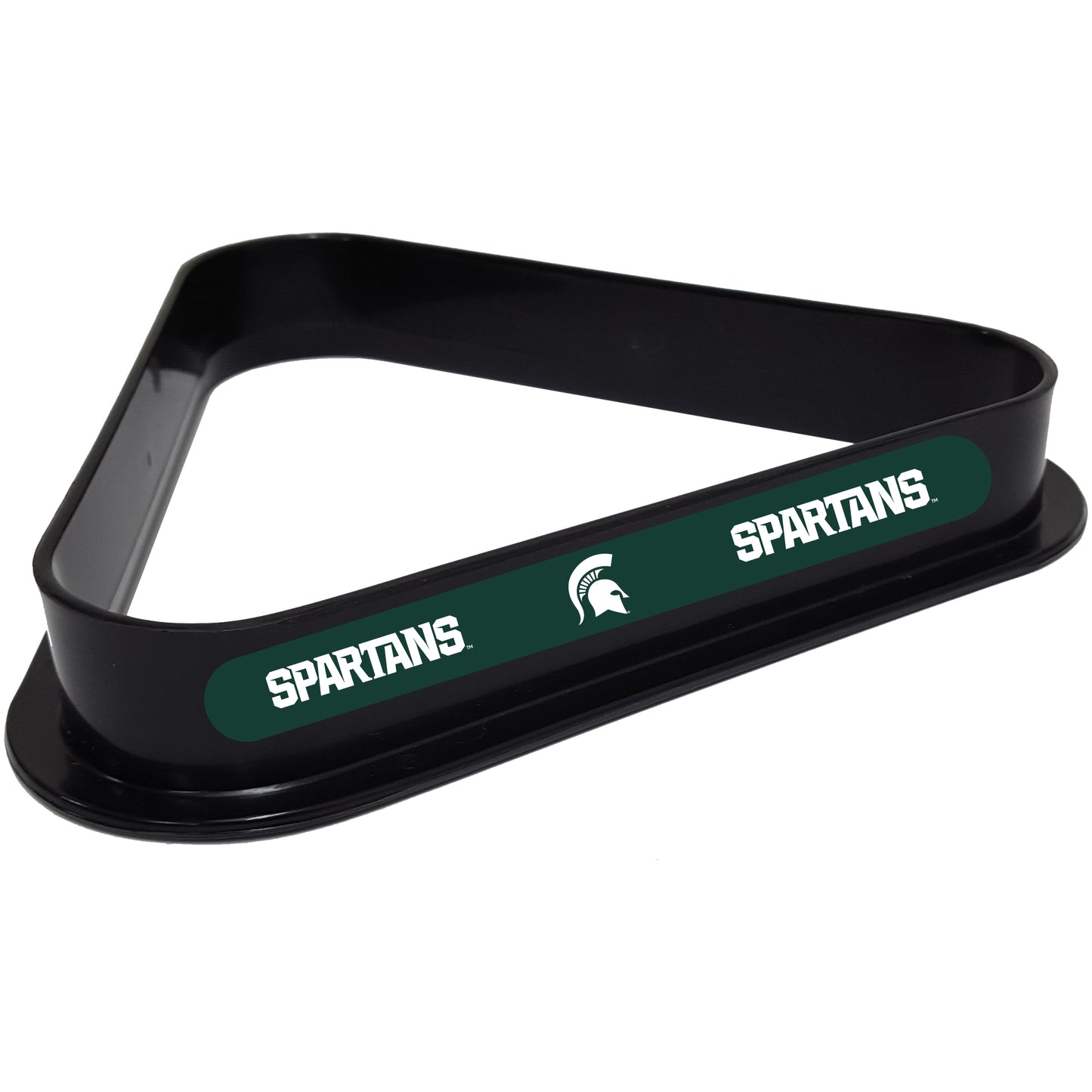 Buy Official Michigan-State-Spartans-Pool-Table-Triangle-Rack Billiard Ball Triangle Rack - Premium Black Plastic 8-Ball Rack Front View