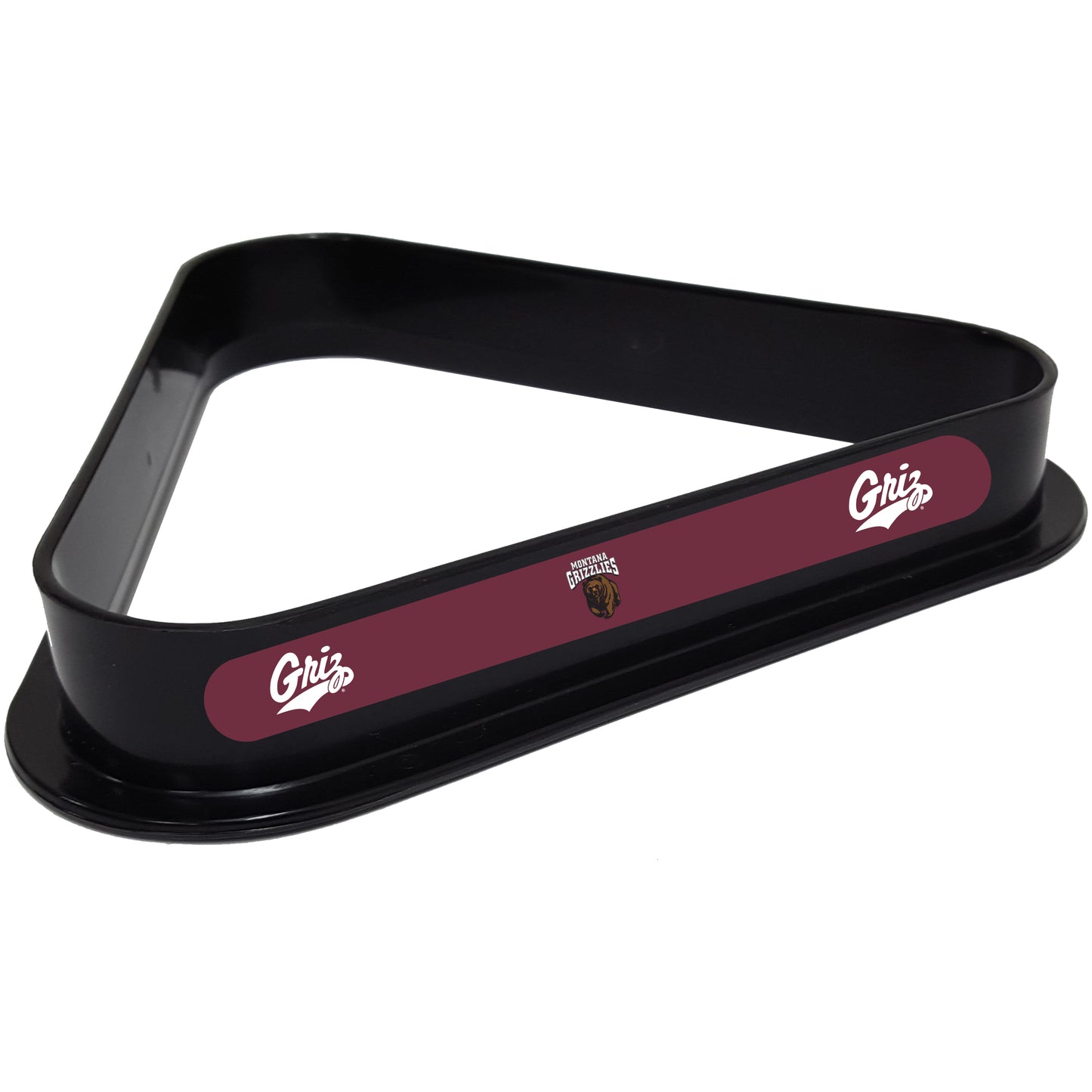 Buy Official Montana-Grizzlies-Pool-Table-Triangle-Rack Billiard Ball Triangle Rack - Premium Black Plastic 8-Ball Rack Front View