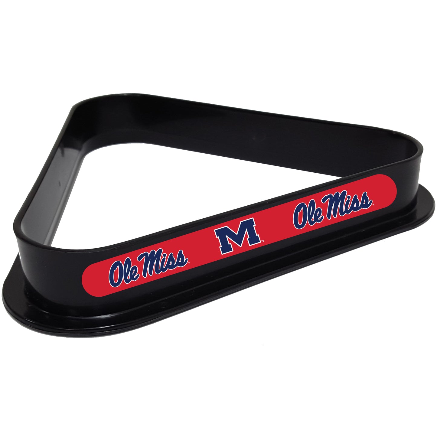Buy Official Mississippi-Rebels-Pool-Table-Triangle-Rack Billiard Ball Triangle Rack - Premium Black Plastic 8-Ball Rack Front View