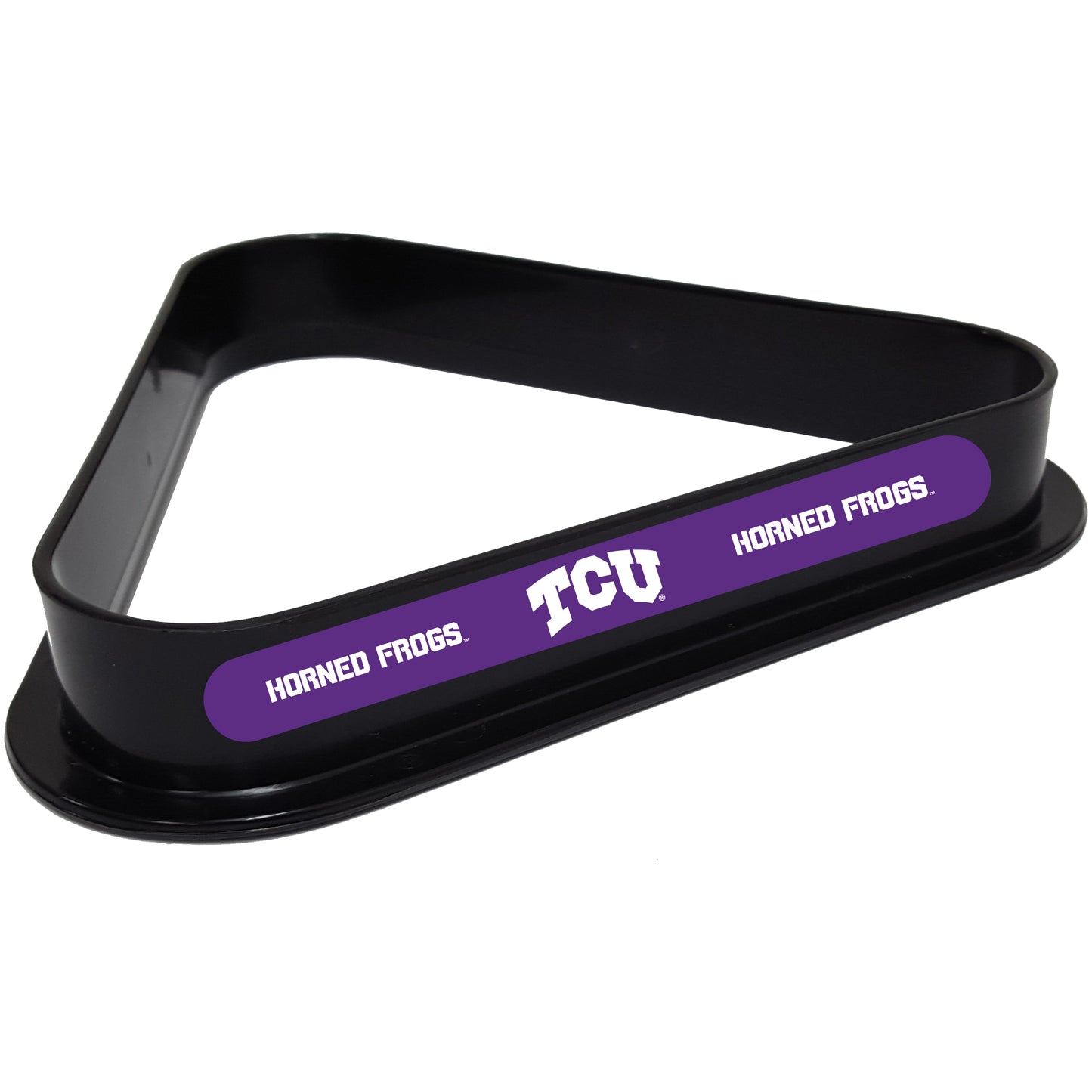 Buy Official Tcu-Horned-Frogs-Pool-Table-Triangle-Rack Billiard Ball Triangle Rack - Premium Black Plastic 8-Ball Rack Front View