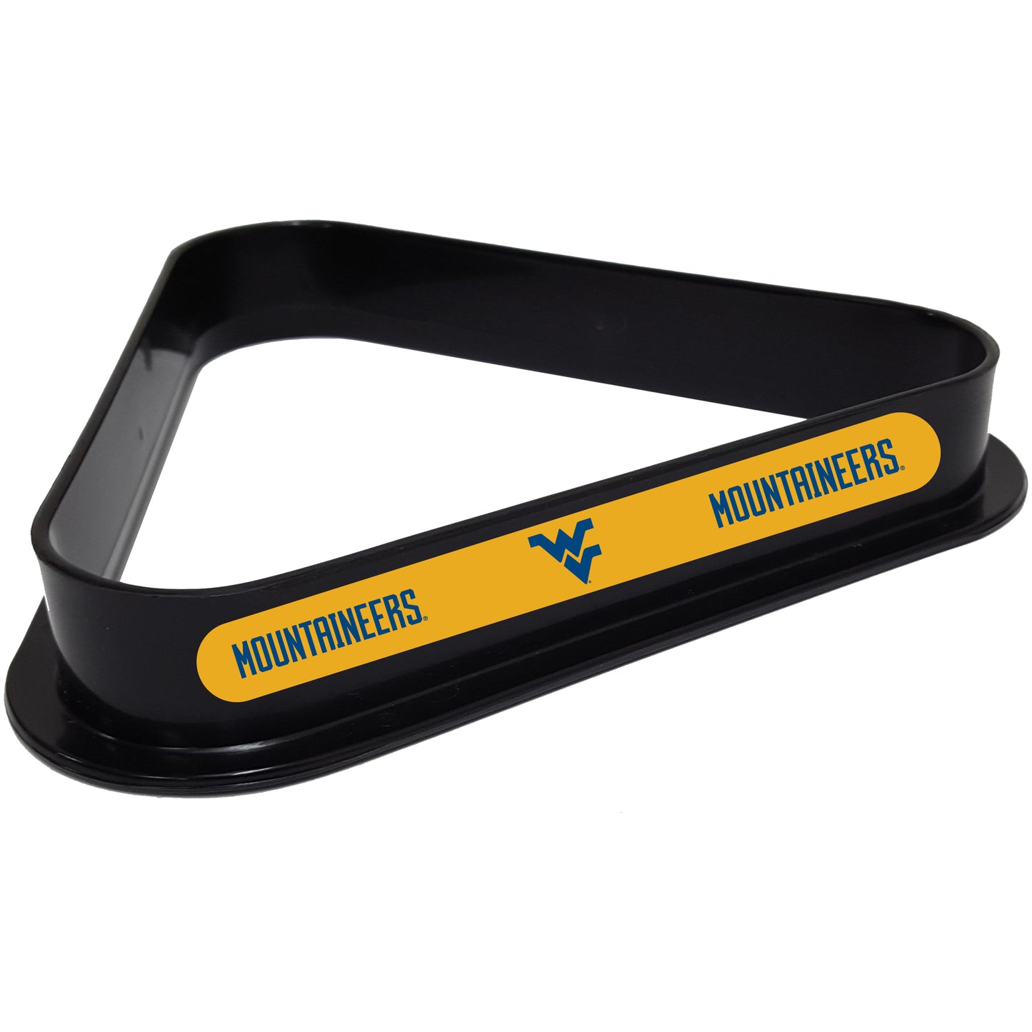 Buy Official West-Virginia-Mountaineers-Pool-Table-Triangle-Rack Billiard Ball Triangle Rack - Premium Black Plastic 8-Ball Rack Front View