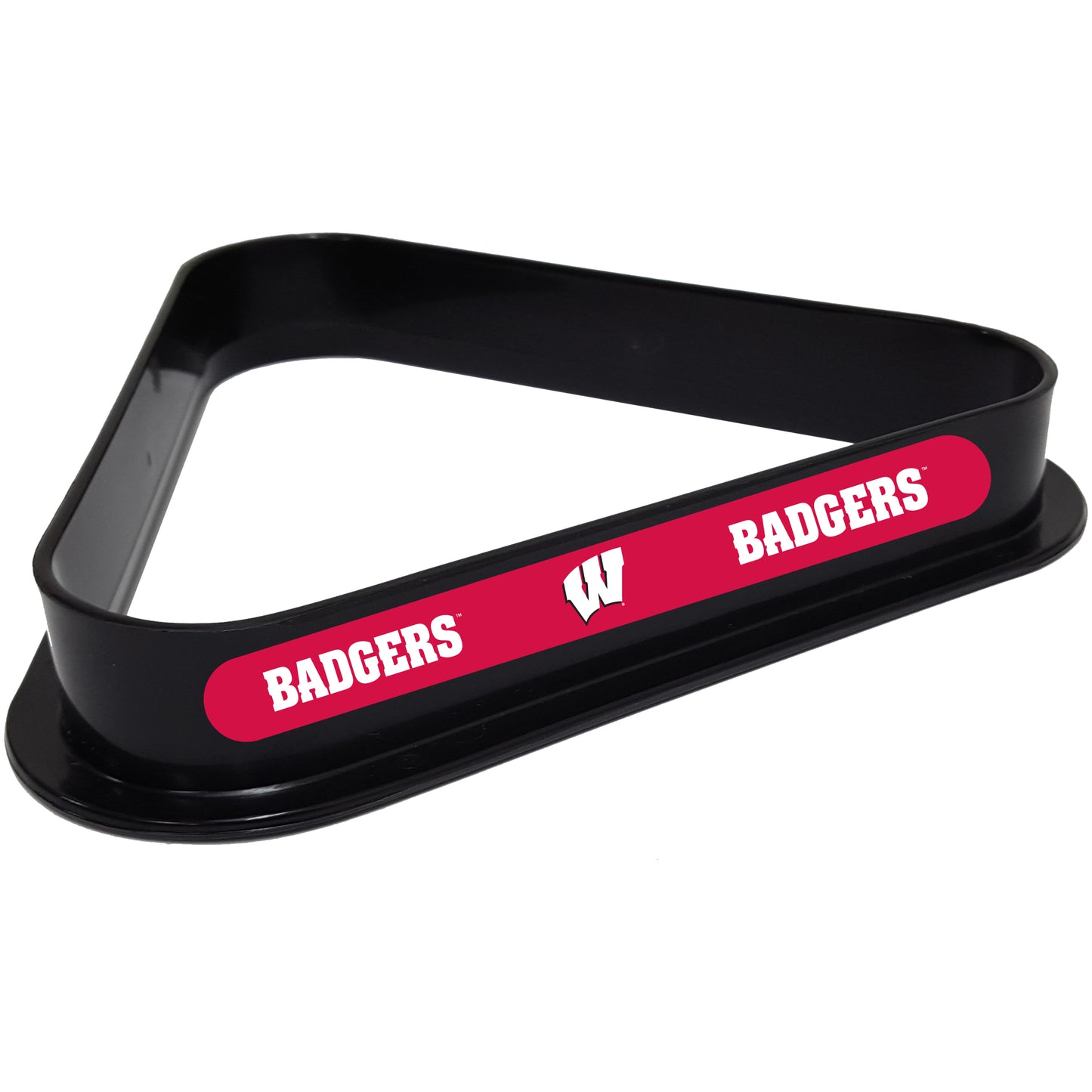 Buy Official Wisconsin-Badgers-Pool-Table-Triangle-Rack Billiard Ball Triangle Rack - Premium Black Plastic 8-Ball Rack Front View