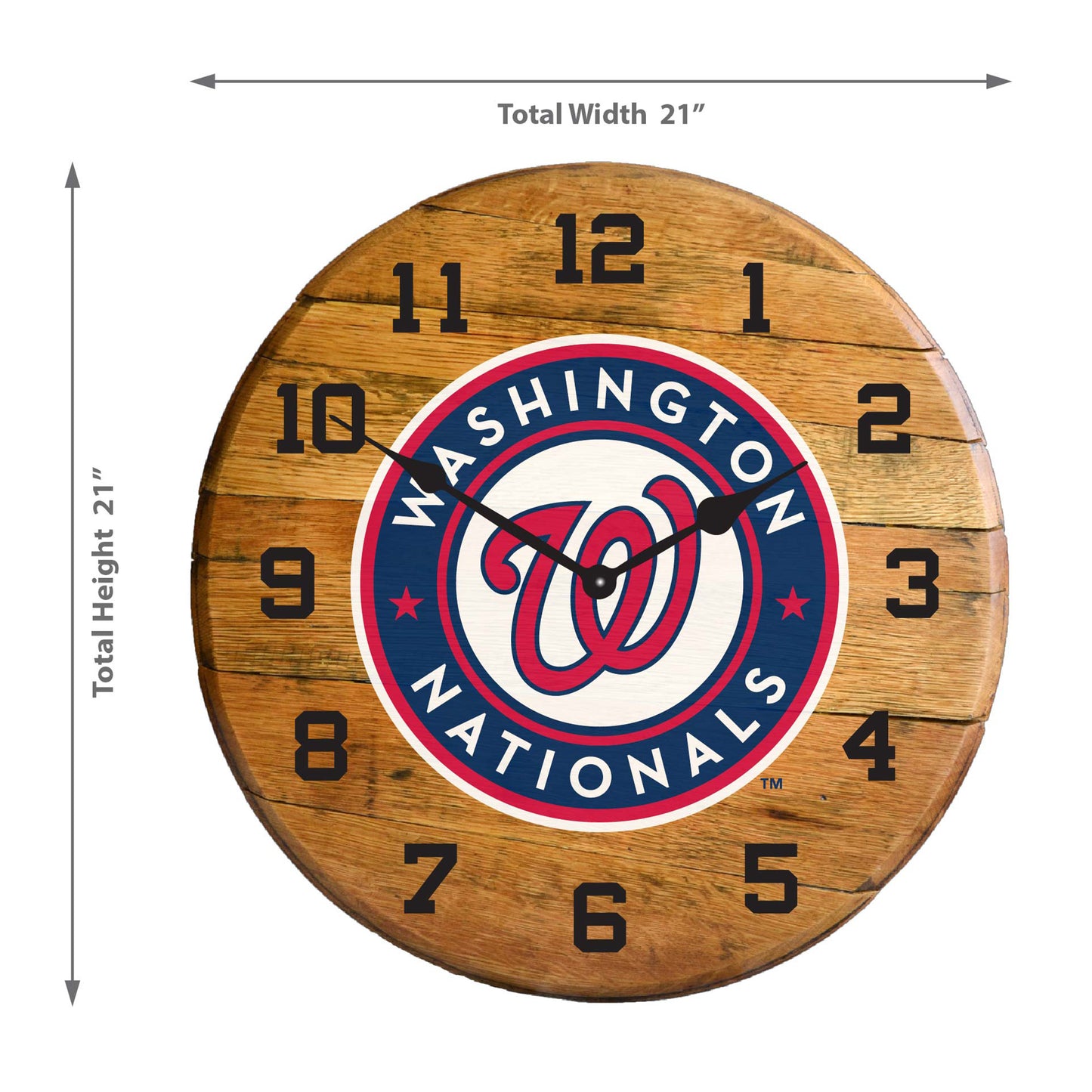 Washington Nationals whiskey barrel wall clock dimensions
