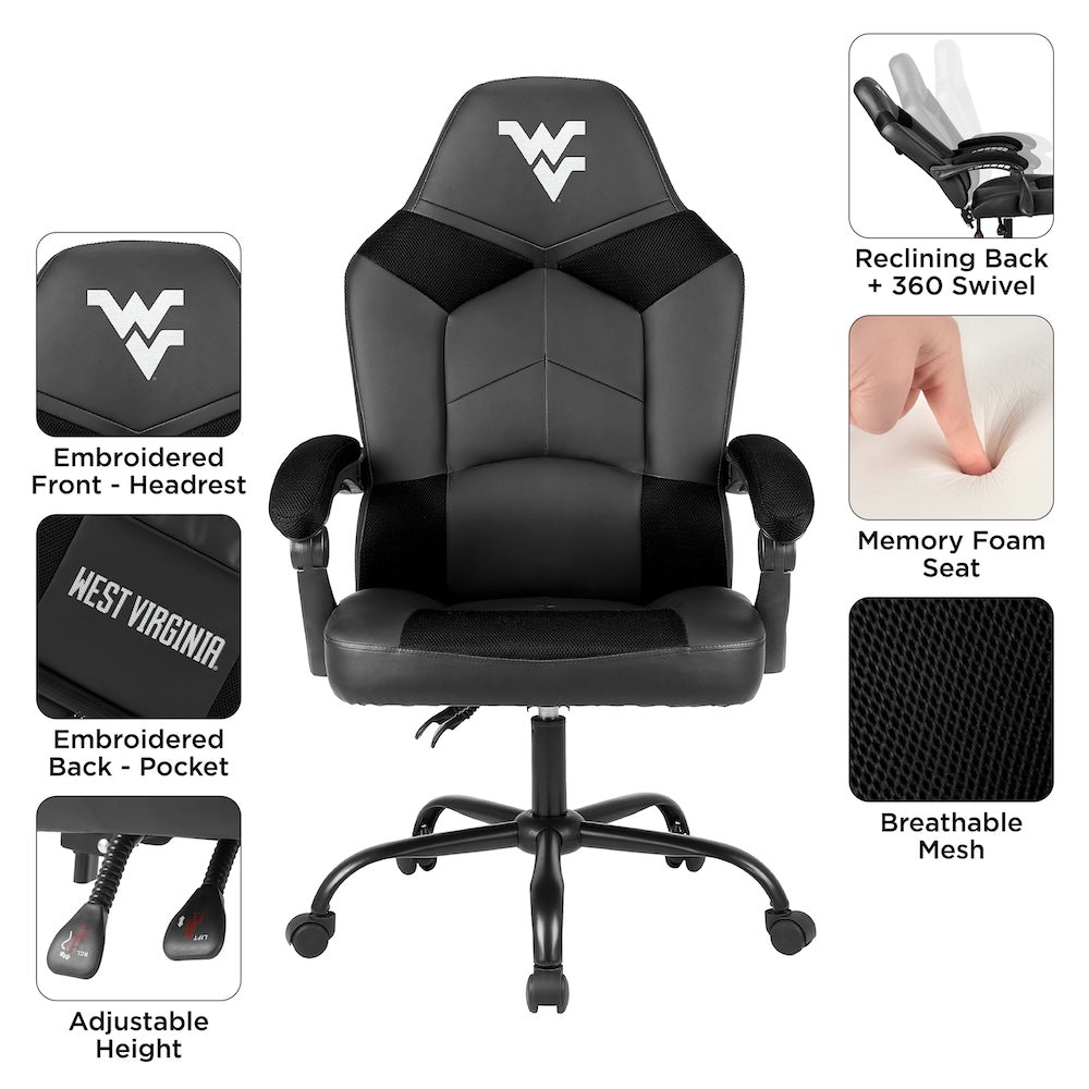 West Virginia Mountaineers Office Gamer Chair Features