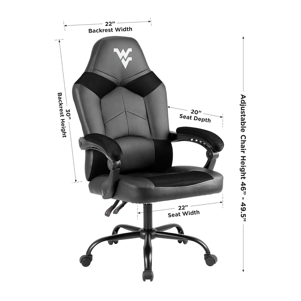 West Virginia Mountaineers Office Gamer Chair Dimensions