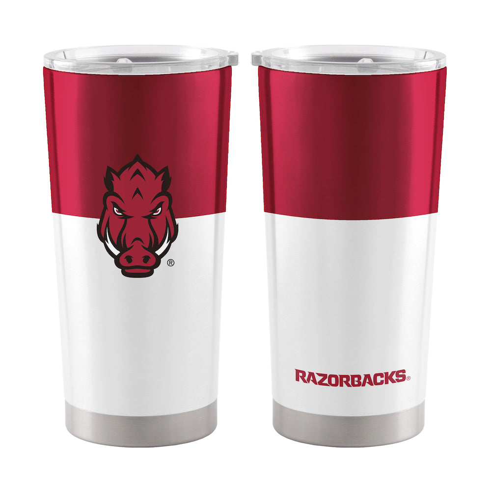 Arkansas Razorbacks 20 oz color block travel tumbler