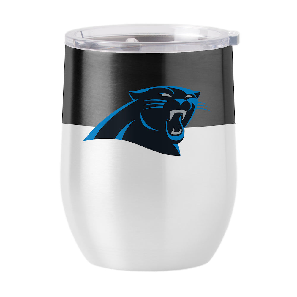 Carolina Panthers color block curved drink tumbler