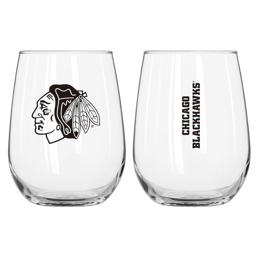 Chicago Blackhawks Stemless Wine Glass