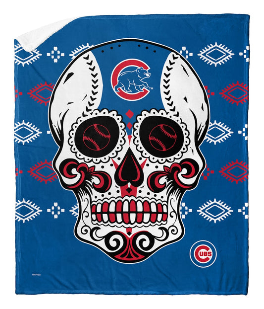 Chicago Cubs CANDY SKULL Sherpa Blanket