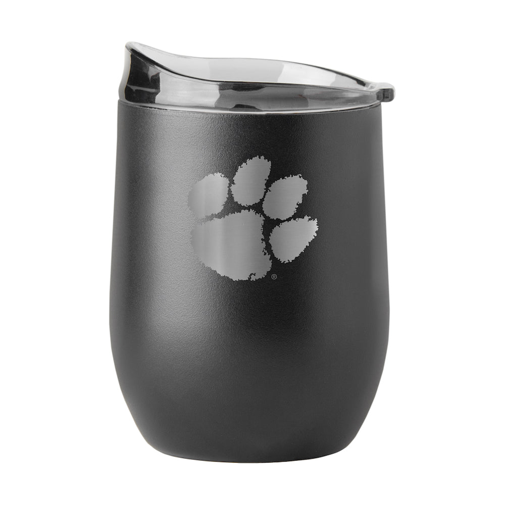 Clemson Tigers black etch curved drink tumbler