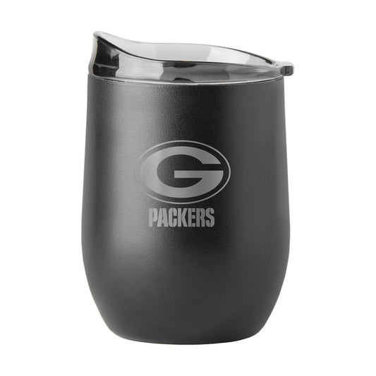Green Bay Packers black etch curved drink tumbler