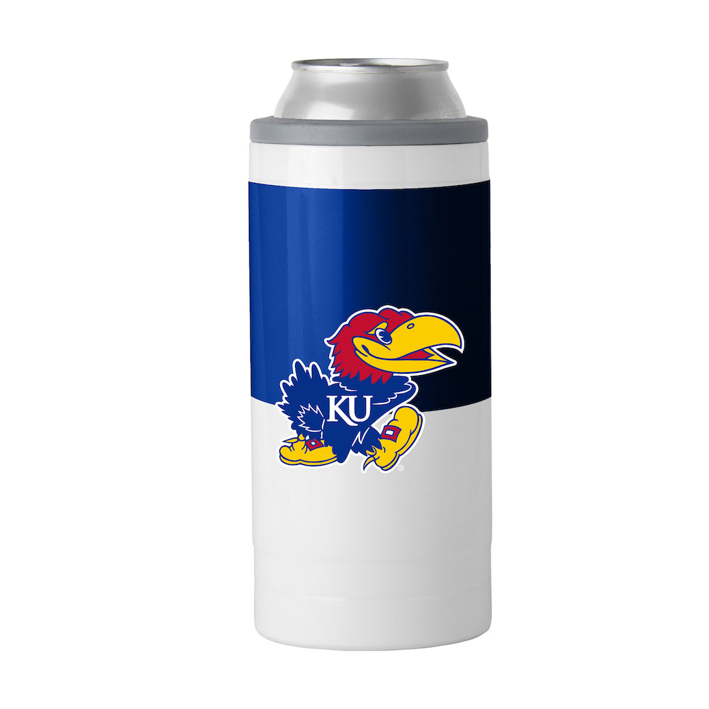 Kansas Jayhawks colorblock slim can coolie
