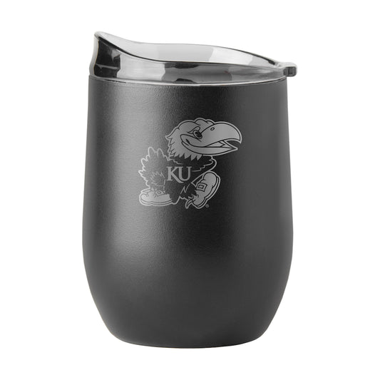 Kansas Jayhawks black etch curved drink tumbler