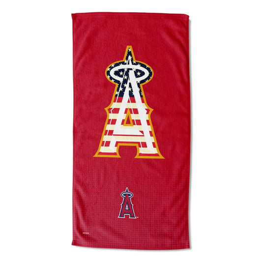 Los Angeles Angels color block beach towel