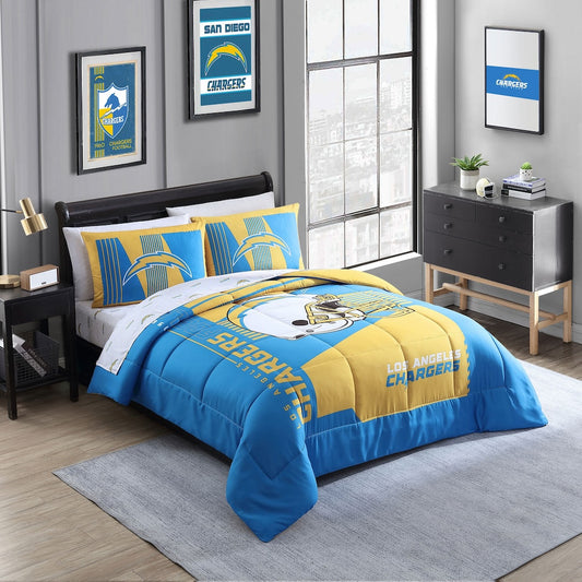 Los Angeles Chargers queen size bed in a bag