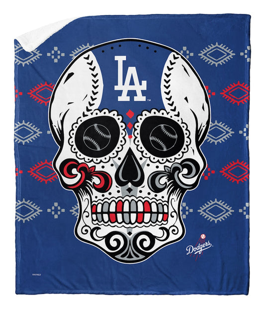 Los Angeles Dodgers CANDY SKULL Sherpa Blanket