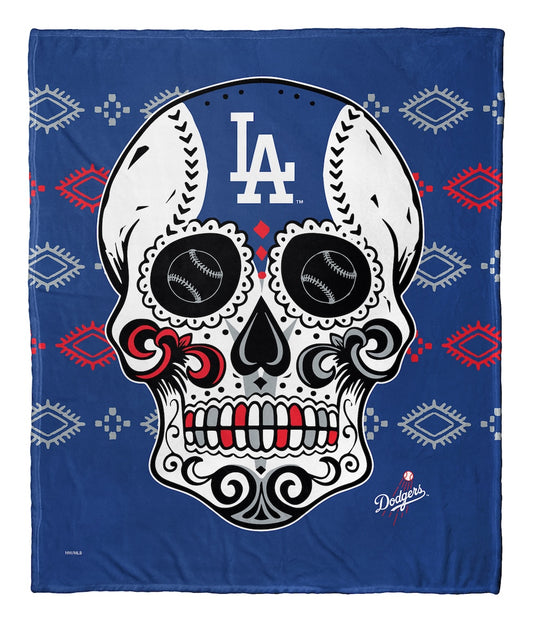 Los Angeles Dodgers CANDY SKULL silk touch throw blanket