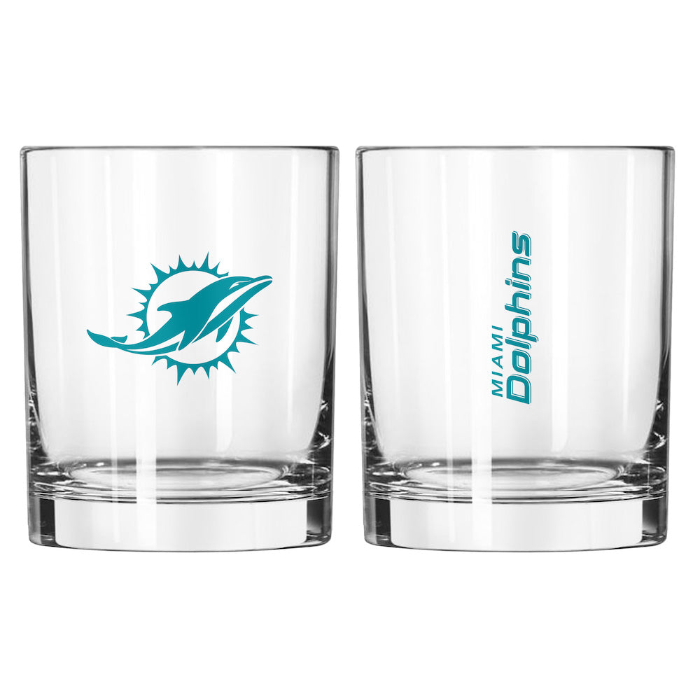 Miami Dolphins Rocks Glass