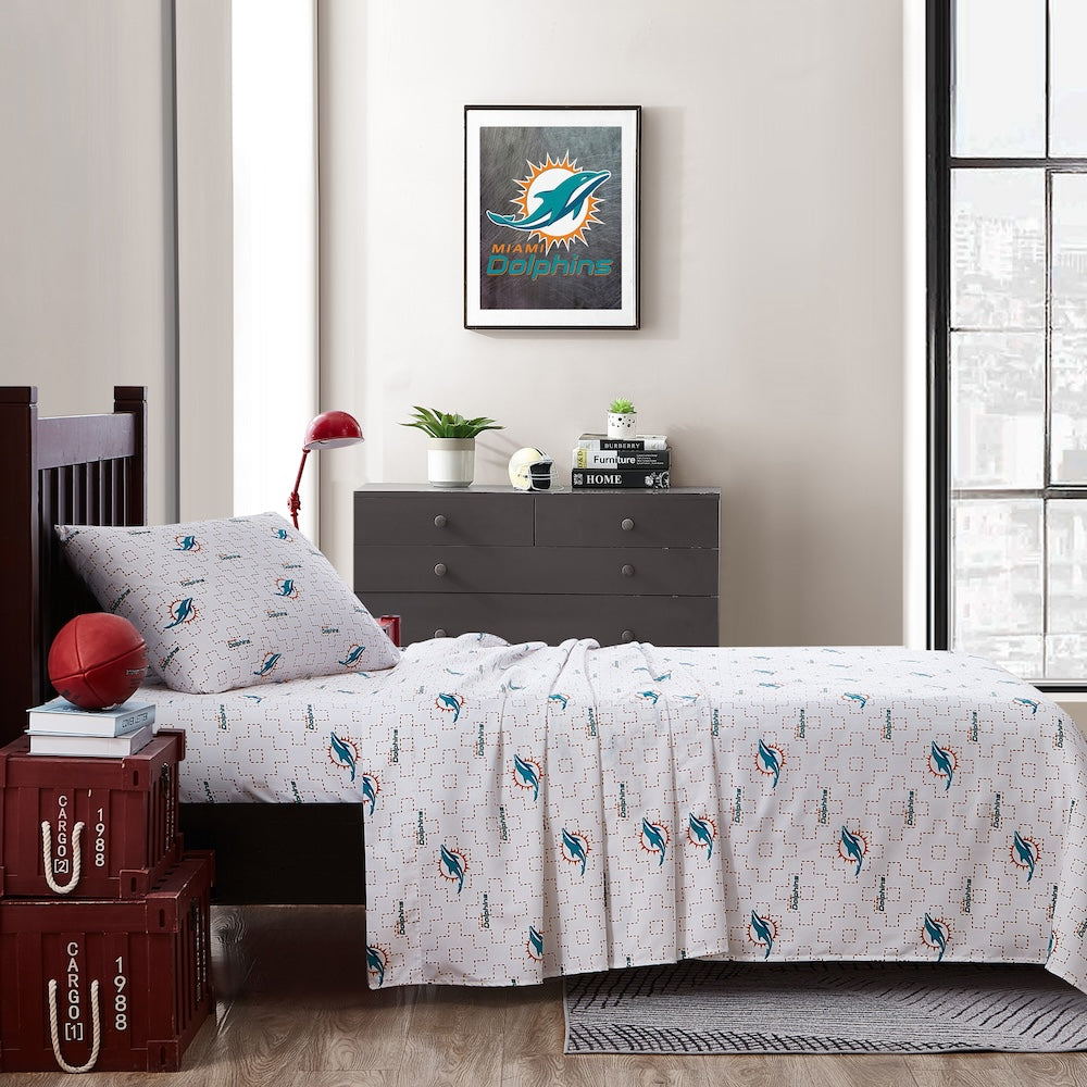 Miami Dolphins bedsheets