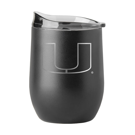 Miami Hurricanes black etch curved drink tumbler
