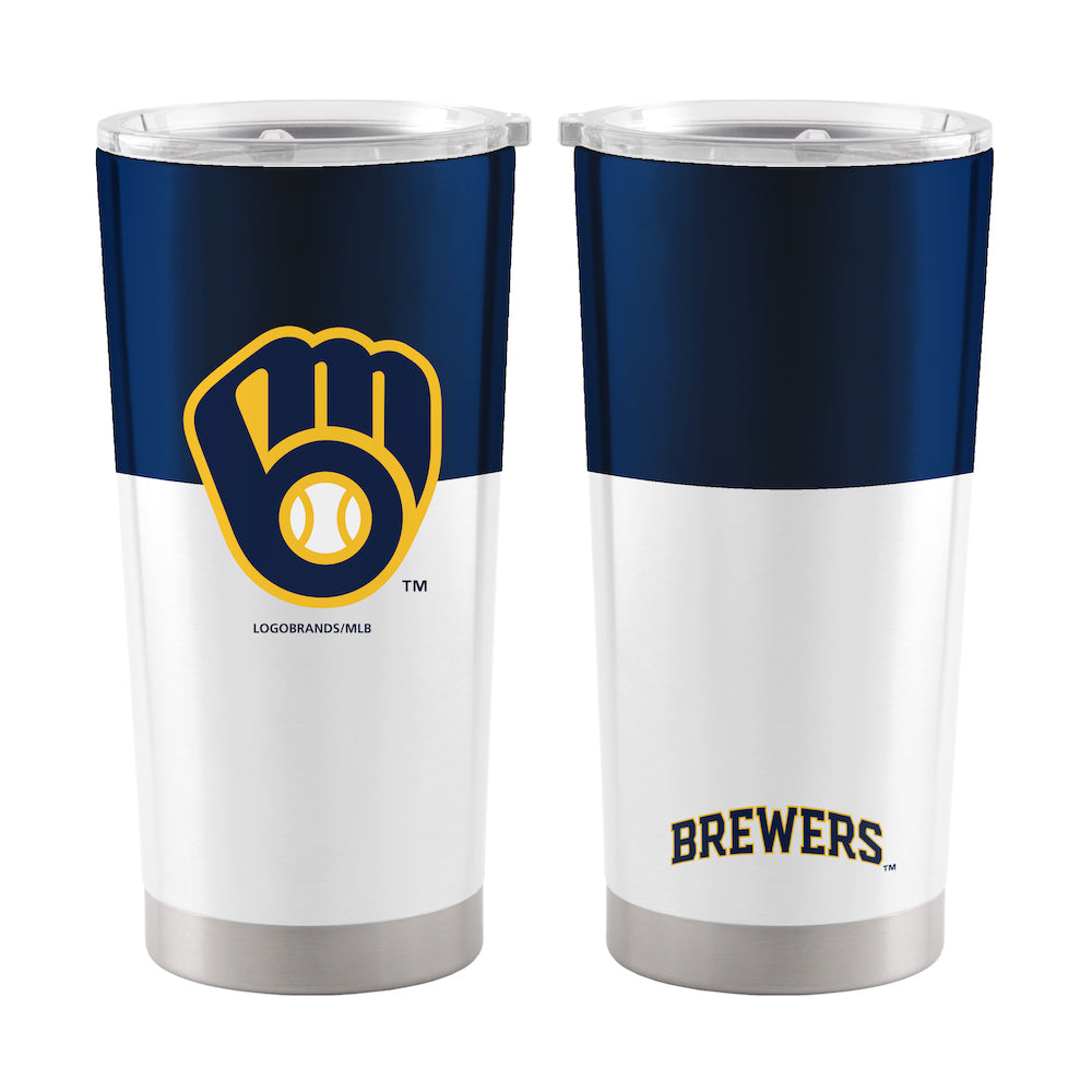 Milwaukee Brewers 20 oz color block travel tumbler
