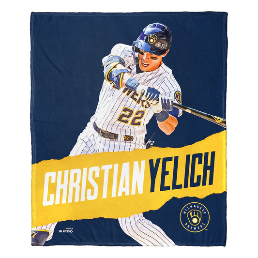 Milwaukee Brewers Christian Yelich silk touch throw blanket
