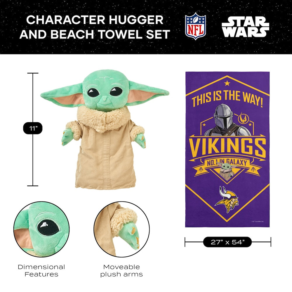 Minnesota Vikings Baby Yoda Hugger and Towel 2
