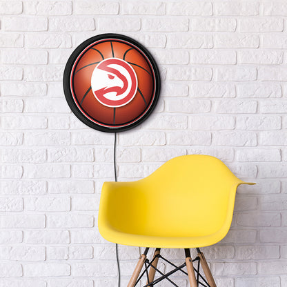 Atlanta Hawks Basketball Slimline Round Lighted Wall Sign Room View
