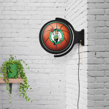Boston Celtics Round Basketball Rotating Wall Sign Room View